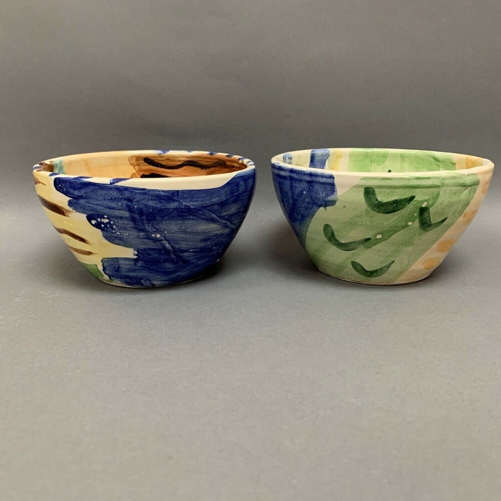 Katy D Soup Cereal Bowls Multicolor Faces‎ Lot of 2